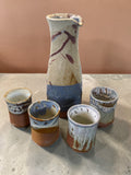 Jarra Pisco Sour Gres Crema + 4 Vasos — Set Encuentro