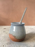 Mate Caldera Matera Rob® #1 — cerámica gres gris azulado con base terracota y bombilla, hecho a mano, 250 ml, Matera Rob®
